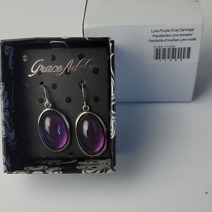 GRACE ADELE Purple Lyra Drop Earrings Costume